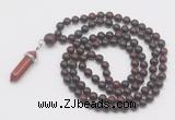 GMN1659 Hand-knotted 6mm brecciated jasper 108 beads mala necklaces with pendant