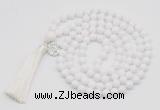 GMN1841 Hand-knotted 8mm candy jade 108 beads mala necklace with tassel & charm