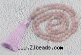 GMN215 Hand-knotted 6mm Madagascar rose quartz 108 beads mala necklaces with tassel