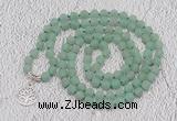 GMN2201 Hand-knotted 8mm, 10mm matte green aventurine 108 beads mala necklaces with charm