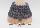 GMN2220 Hand-knotted 8mm, 10mm matte amethyst 108 beads mala necklace with charm