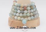 GMN2221 Hand-knotted 8mm, 10mm matte amazonite 108 beads mala necklace with charm