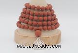 GMN2225 Hand-knotted 8mm, 10mm matte red jasper108 beads mala necklace with charm