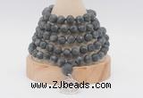 GMN2228 Hand-knotted 8mm, 10mm matte black labradorite 108 beads mala necklace with charm