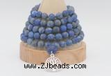 GMN2229 Hand-knotted 8mm, 10mm matte lapis lazuli 108 beads mala necklace with charm