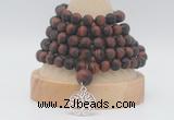 GMN2236 Hand-knotted 8mm, 10mm matte red tiger eye 108 beads mala necklaces with charm