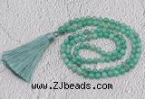 GMN227 Hand-knotted 6mm peafowl agate 108 beads mala necklaces with tassel