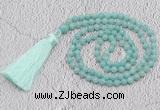 GMN233 Hand-knotted 6mm amazonite 108 beads mala necklaces with tassel