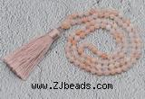 GMN235 Hand-knotted 6mm pink aventurine 108 beads mala necklaces with tassel