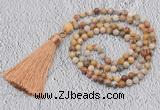 GMN236 Hand-knotted 6mm crazy lace agate 108 beads mala necklaces with tasse