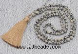 GMN237 Hand-knotted 6mm dalmatian jasper 108 beads mala necklaces with tassel