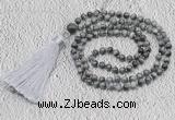 GMN240 Hand-knotted 6mm eagle eye jasper 108 beads mala necklaces with tassel