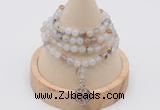 GMN2401 Hand-knotted 6mm montana agate 108 beads mala necklace with charm