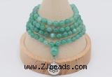 GMN2404 Hand-knotted 6mm peafowl agate 108 beads mala necklace with charm