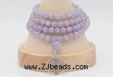 GMN2445 Hand-knotted 6mm lavender amethyst 108 beads mala necklaces with charm