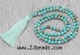 GMN245 Hand-knotted 6mm sea sediment jasper 108 beads mala necklaces with tassel