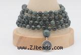 GMN2455 Hand-knotted 6mm kambaba jasper 108 beads mala necklaces with charm