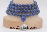 GMN2476 Hand-knotted 6mm lapis lazuli 108 beads mala necklaces with charm