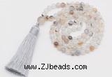GMN249 Hand-knotted 6mm montana agate 108 beads mala necklaces with tassel