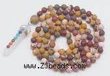 GMN2605 Hand-knotted 8mm, 10mm matte mookaite 108 beads mala necklace with pendant