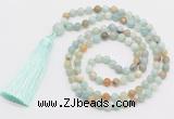 GMN279 Hand-knotted 6mm amazonite 108 beads mala necklaces with tassel