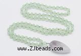 GMN4001 Hand-knotted 8mm, 10mm prehnite 108 beads mala necklace with pendant