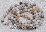 GMN402 Hand-knotted 8mm, 10mm bamboo leaf agate 108 beads mala necklaces