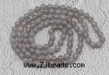 GMN404 Hand-knotted 8mm, 10mm grey agate 108 beads mala necklaces