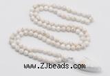 GMN4043 Hand-knotted 8mm, 10mm white howlite 108 beads mala necklace with pendant