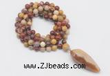 GMN4093 Hand-knotted 8mm, 10mm mookaite 108 beads mala necklace with pendant