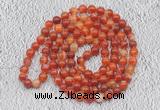 GMN417 Hand-knotted 8mm, 10mm red banded agate 108 beads mala necklaces