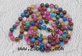 GMN418 Hand-knotted 8mm, 10mm mixed banded agate 108 beads mala necklaces