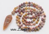 GMN4213 Hand-knotted 8mm, 10mm matte mookaite 108 beads mala necklace with pendant