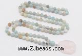 GMN4404 Hand-knotted 8mm, 10mm matte amazonite 108 beads mala necklace with pendant