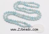 GMN4405 Hand-knotted 8mm, 10mm matte amazonite 108 beads mala necklace with pendant
