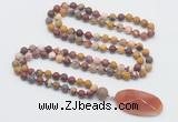 GMN4413 Hand-knotted 8mm, 10mm matte mookaite 108 beads mala necklace with pendant