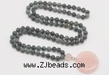 GMN4418 Hand-knotted 8mm, 10mm matte kambaba jasper 108 beads mala necklace with pendant