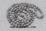 GMN447 Hand-knotted 8mm, 10mm grey picture jasper 108 beads mala necklaces