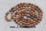 GMN448 Hand-knotted 8mm, 10mm picasso jasper 108 beads mala necklaces