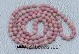 GMN450 Hand-knotted 8mm, 10mm pink wooden fossil jasper 108 beads mala necklaces