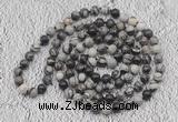 GMN457 Hand-knotted 8mm, 10mm black water jasper 108 beads mala necklaces