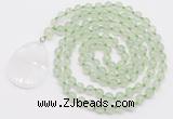 GMN4601 Hand-knotted 8mm, 10mm prehnite 108 beads mala necklace with pendant