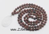 GMN4690 Hand-knotted 8mm, 10mm mahogany obsidian 108 beads mala necklace with pendant