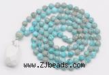 GMN4873 Hand-knotted 8mm, 10mm sea sediment jasper 108 beads mala necklace with pendant