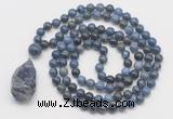 GMN4883 Hand-knotted 8mm, 10mm dumortierite 108 beads mala necklace with pendant