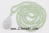 GMN4901 Hand-knotted 8mm, 10mm prehnite 108 beads mala necklace with pendant