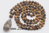GMN4939 Hand-knotted 8mm, 10mm yellow tiger eye 108 beads mala necklace with pendant