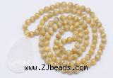 GMN5102 Hand-knotted 8mm, 10mm golden tiger eye 108 beads mala necklace with pendant