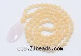 GMN5160 Hand-knotted 8mm, 10mm honey jade 108 beads mala necklace with pendant