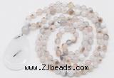 GMN5206 Hand-knotted 8mm, 10mm montana agate 108 beads mala necklace with pendant